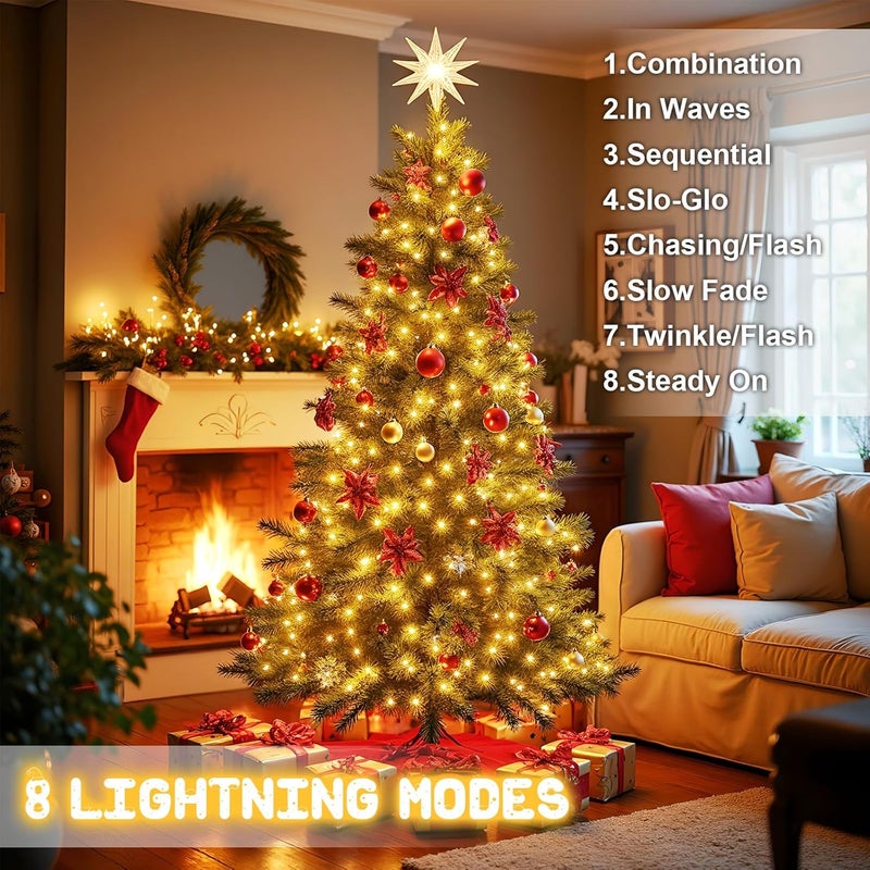 FFZZKJ Christmas Lights Outdoor Battery Operated String Lights Total 100LED 33Ft with Timer 8 Modes 16.4Ft*2 Waterproof Outdoor Indoor for Christmas Decor, Warm White, 2-Pack - Image 3